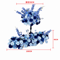 Bola Bunga Artifisial Biru Dongker & Biru Muda untuk Dekorasi Meja Pernikahan, Rangkaian Bunga Delphinium Mawar untuk Dekorasi Panggung Pesta Pernikahan