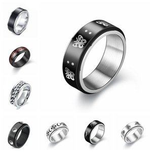 Anello rotante personalizzabile in acciaio inossidabile di moda da uomo anelli rotanti Anti ansia gioielli anello regolabile personalizzato - Product Image 1