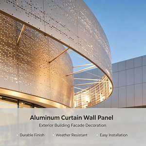 Panneau de mur-rideau en aluminium perforé, revêtement de façade en alliage d'aluminium, décoration extérieure de bâtiment - Product Image 2
