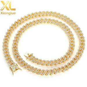 Luxury 18k Gold 12mm Cuban Chain Zircon Link Copper Unisex Rhinestone Necklace - Product Image 1