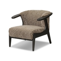 Fauteuil lounge en peau de mouton avec structure en chêne, fauteuil moderne en peau de mouton pour salon, fauteuil d'appoint scandinave pour la maison et l'hôtel