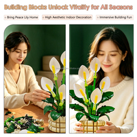 13123 Blok Perakitan Bunga Peace Lily Custom MOC Model Blok Bata Edukatif Koleksi Mainan Blok Bangunan Set Hadiah Grosir