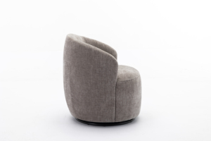 Fauteuil pivotant moderne en tissu chenille, fauteuil baril avec <span class=keywords><strong>anneau</strong></span> métallique en revêtement poudré noir, <span class=keywords><strong>gris</strong></span>, meubles de salon - Product Image 2