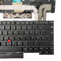 Nouveau clavier d'ordinateur portable d'origine BST Thinkpad T490S T495S rétroéclairé par LED, en plastique ultra-fin, pleine taille, disposition suédoise/finlandaise, noir, PS/2