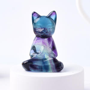 Cristales de Piedra Natural al por Mayor, Perro de Cristal con Galvanoplastia, Piedra en Bruto Tallada a Mano, Artesanías Creativas de Fluorita, <span class=keywords><strong>Gatos</strong></span> de Yoga <span class=keywords><strong>para</strong></span> Decoración - Product Image 6