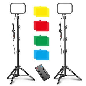 2 paquets de lumière vidéo LED rvb avec support de trépied réglable filtres de couleur Kit d'éclairage de Studio USB pour la prise de vue à faible Angle de tablette