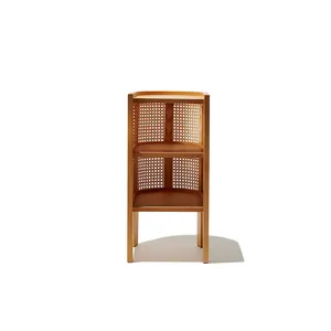 Indonesia teak legno e rattan mobili prodotto minimalista in legno comodino multifunzionale mini rack