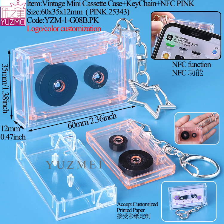 G08B Mini Cassette Case Pink With NFC