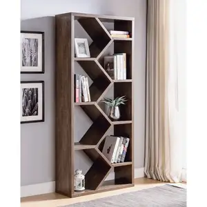 Biblioteca de diseño moderno, MDF, almacenamiento de madera, estantería giratoria para libros con puertas de vidrio, muebles para sala de estar