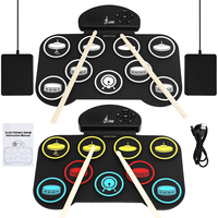 SLADE Instrument de percussion pliable pour débutants, batterie électronique portable en silicone avec 9 pads d'entraînement