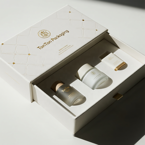Boîte magnétique personnalisée et boîte cadeau blanc ivoire pour ensemble de soins de la peau et <span class=keywords><strong>emballage</strong></span> de luxe, impression sur papier fin - Product Image 5