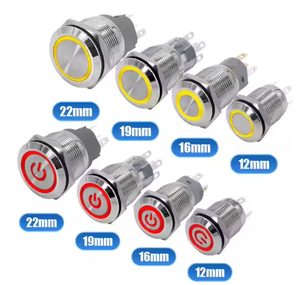 Dẫn ánh sáng 12mm/16mm/19mm/22mm không thấm nước kim loại <span class=keywords><strong>push</strong></span> <span class=keywords><strong>button</strong></span> chuyển 1no1nc momentary latching cho động cơ xe điều khiển công suất - Product Image 2