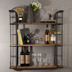 Nouveau Bar Moderne Restaurant En Fer Forgé Cloison <span class=keywords><strong>Vin</strong></span> Support Étagère Murale Flottante - Product Image 1