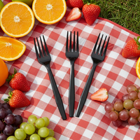 Greenday BPI Compostable PLA Kit Wegwerpbare Bestekset Zwart Heavy Duty Wegwerpbare Bestek Vork voor Buitenpicknick Kamperen Fruit