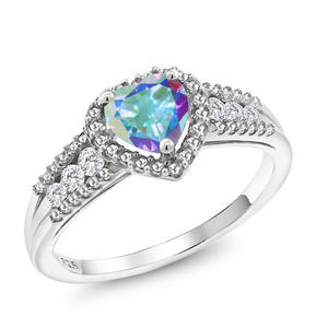 Nhẫn Đá Lớn, Nhẫn Topaz Bạc Huyền Bí 925 Cho Nữ, Trang Sức Đá Topaz Huyền Bí Lửa Cầu Vồng - Product Image 5