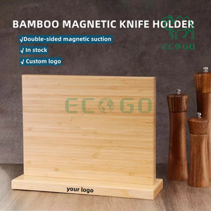 Wooden Double Sides Magnetic Multifunctional Storage Knife Stand <b>Bamboo</b> Knife Block - Product Image 2