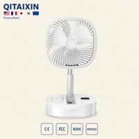 Ventilateur portable pliable rechargeable avec tête oscillante, commande par bouton, batterie externe 7200 mAh, USB, double usage bureau/sol, rafraîchissement réglable pour voiture et camping-car