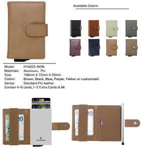 <b>RFID</b> <b>Blocking</b> Slim Metal Business Card Holder Open Short Leather <b>Wallet</b> Aluminum Anti-Theft Nylon Money Clip Credit Card - Product Image 4