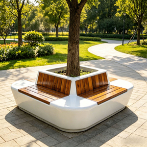 Modern Outdoor Furnishings With Tree Planter Custom UHPC Unique Public Stool Commercial Landscape Furnishings - Product Image 2