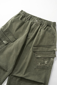 Jeans Verdes Vintage Oversize para Hombre, Estampados, Transpirables, de Pierna Recta, Desgastados, con Múltiples Bolsillos, Estilo Cargo, Ideales para Invierno - Product Image 4
