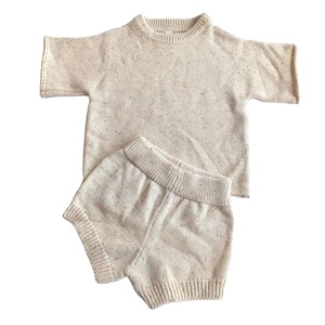 Nouveau-né doux enfants <span class=keywords><strong>pull</strong></span> tricot ensemble été coton mignon tenues gros moucheté tricot vêtements ensemble - Product Image 1