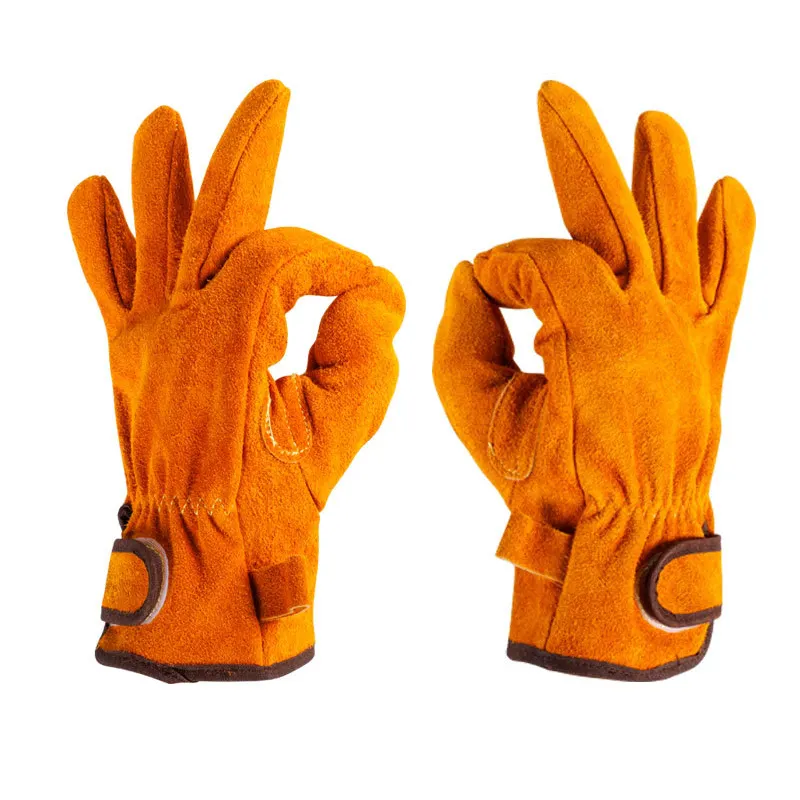 Gants de moto en cuir de construction de protection supplémentaire de sécurité de haute qualité avec cuir de cerf et cuir de vachette