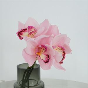 RK230 Bouquet d'orchidées artificielles <span class=keywords><strong>Cymbidium</strong></span> de haute qualité à 4 têtes, toucher réel, pour décorations de mariage et de maison - Product Image 2