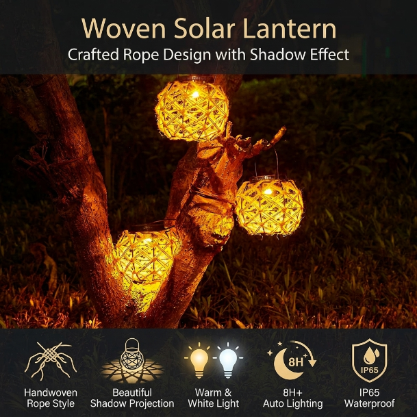 Rope Style Solar Outdoor Garden Tree Lights Pathway Outdoor Lamp 360 Lighting Decorations Ip65 Waterproof