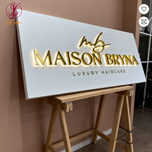 DDP sans taxes, livraison rapide, enseigne lumineuse LED pour entreprise, nom de marque, logo en <span class=keywords><strong>lettres</strong></span> dorées 3D, enseigne de magasin extérieur, enseigne de boutique - Product Image 2