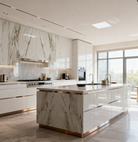 Azulejos de Porcelana Rrok Slab Picasso Gold Personalizados, Revestimiento Panorámico para Paredes, Suelos y Gabinetes Integrados para Villas