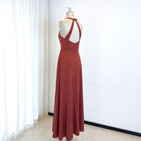 TEENYEE robes de soirée de luxe personnalisées robes de soirée formelles pour femmes robe de demoiselle d'honneur orange brûlé en satin