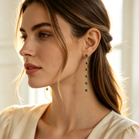 Boucles d'oreilles européennes et américaines en acier inoxydable avec pampilles colorées et zirconias, design luxueux et original pour femmes