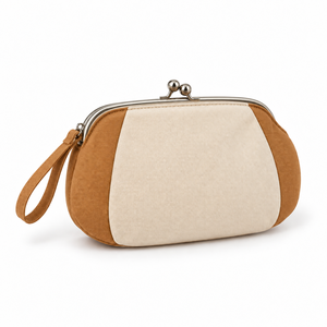 Cosmetic Pouch Clasp <b>Frame</b> Open Close Bow Charm Daily Small Toiletry Bag Caramel Cream Wash Pouch Custom Logo - Product Image 3