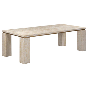 Kumusi Furniture Modern Marble Rectangle <strong>Dining</strong> Table with <strong>Chairs</strong> <strong>Set</strong> <strong>4</strong> 6 8 Seater Beige Travertine Stone Metal Furniture Design - Product Image 3