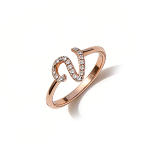 Anillo de compromiso unisex de oro macizo chapado en oro de 10K/14K con diamantes cultivados en laboratorio y circonitas, diseño de racimo, personalizado, bonito, para aniversario, con letras del alfabeto. - Product Image 1