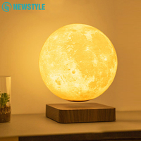 Lámpara Nocturna de Luna Levitante 360 °   Lámpara LED Magnética Flotante Giratoria de 3 Colores, Material ABS, para Decoración de Escritorio en Casa u Oficina