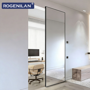Portes coulissantes en verre miroir en aluminium sur mesure ROGENILAN, économie d'énergie, double vitrage trempé, <span class=keywords><strong>porte</strong></span> coulissante cachée - Product Image 5