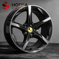 Jantes forgées monobloc style OE 20/21/22 pouces 5*114.3 pour Ferrari SF90, 5 branches, design Y-split, bicolores, noir brillant avec face usinée