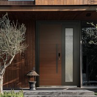 Porte d'entrée extérieure en alliage d'aluminium de style moderne, anti-effraction, personnalisée, pour villa de luxe, hôtel