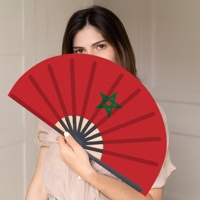 Éventail à main drapeau marocain 33cm style arabe nord-africain Éventail à thème festival léger d'ouverture et de fermeture