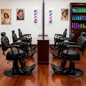 Cadeiras De Barbeiro De Couro De Luxo Quadro De Ferro Cadeira Do Salão De Barbeiro Dos Homens Com Cadeira De Hairing Liga De Alumínio Mobiliário De Salão De PU De Alta Qualidade - Product Image 3