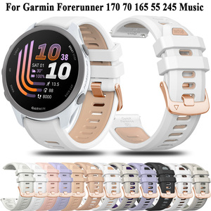 Bracelet de montre intelligente sport en silicone bicolore à barre à ressort de 20 mm pour <span class=keywords><strong>Garmin</strong></span> 165 <span class=keywords><strong>55</strong></span> 245 Forerunner70/170 pour femmes - Product Image 1