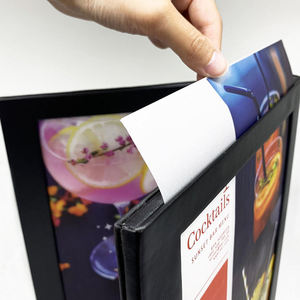 Menu LED en similicuir noir en gros, 3 pages, rechargeable, avec éclairage LED, couvertures de menu lumineuses - Product Image 5