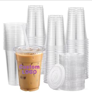 Couvercles personnalisés en PET transparent à fond plat de 90 mm de diamètre pour gobelets jetables de 360 ml pour boissons froides, thé au lait et bubble tea – Vente en gros - Product Image 2
