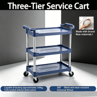 Vente directe du fabricant : Chariot de service silencieux à trois étages pour restaurant, chariot utilitaire durable, chariot de livraison de repas pour hôtel