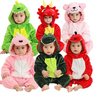 MICHLEY sıcak satış özelleştirilmiş pazen baskılı bebek pijama kız erkek giysileri pazen fermuar sevimli hayvan tasarımı bebek tulum