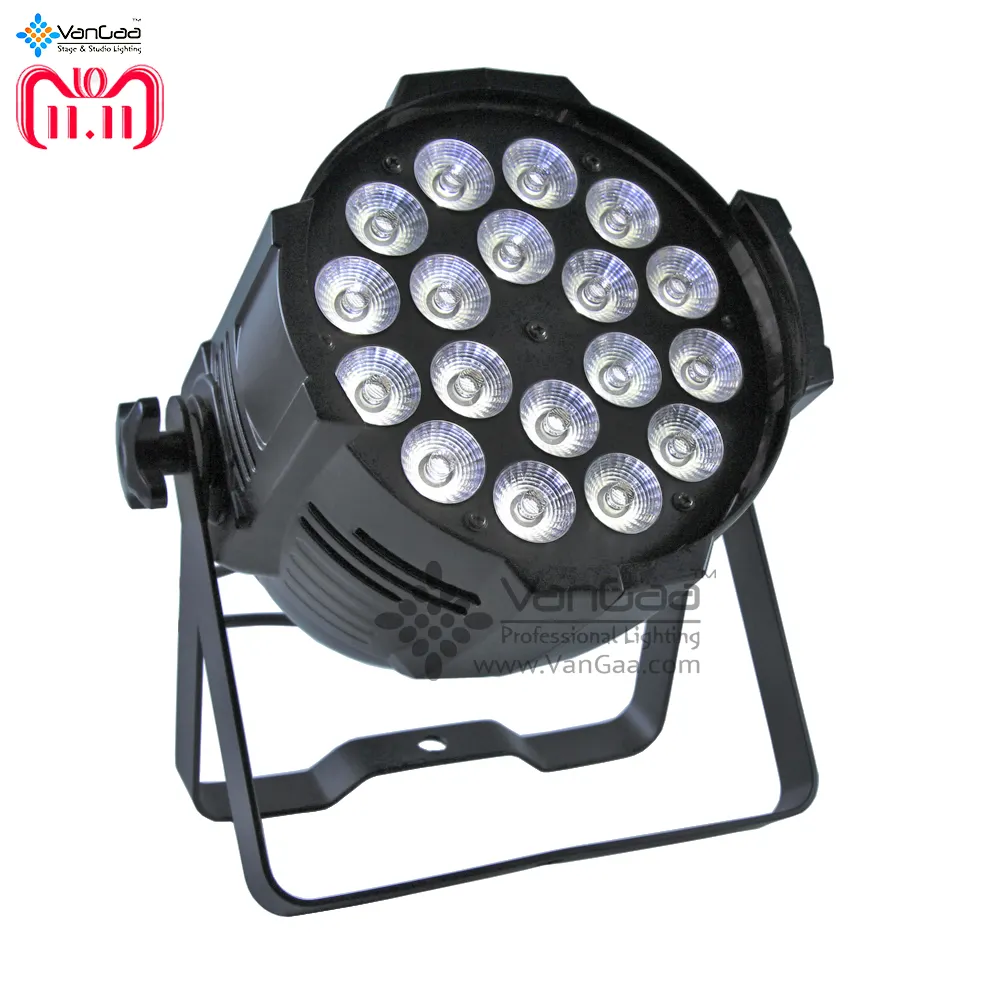 Profesional 18 unids 6in1 18 W interior LED Par puede Luz de iluminación de escenario RGBWAUV plana de aluminio de aleación