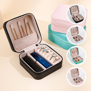 Portable Jewelry Box Ring Necklace Earring Storage Organizer Compact Travel Case With Compartments For Women And Girls - Product Image 1