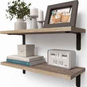Étagères murales flottantes carrées en bois massif de style moderne, très vendues, avec fonction détachable, idéales pour les cuisines - Product Image 2