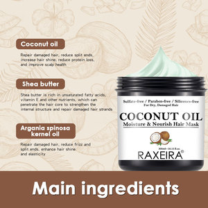 Fabricant de produits capillaires OEM/ODM, masque capillaire à l'huile de coco, crème lissante, réparation en profondeur des cheveux abîmés, pour hommes et femmes, utilisation quotidienne, masque capillaire - Product Image 4